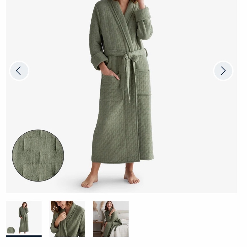 The Company Store Green Quilted Robe